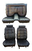 '74-'77 Ford Mustang Front Bucket and Rear Bench Seat; Square Pattern, High End Seat Upholstery Complete Set