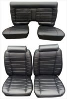 '74-'77 Ford Mustang Front Bucket and Rear Bench Seat; Scottish Plaid Horizonal Pleat, High End Seat Upholstery Complete Set