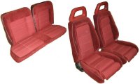 '84-'86 Ford Mustang Front Bucket with Leg Lumbar; Split Rear Folding Bench; Hatchback; Sport Model Seat Upholstery Complete Set