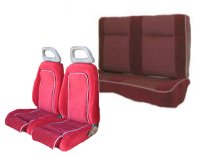 '83-'86 Ford Mustang Front Bucket with Leg Lumbar; Rear Bench; Convertible; Sport Model Seat Upholstery Complete Set