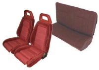 '83-'86 Ford Mustang Front Bucket with Leg Lumbar; Solid Rear Folding Bench; Hatchback; Sport Model Seat Upholstery Complete Set