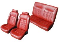 '79-'83 Ford Mustang Front Bucket; Solid Rear Bench; Hatchback Base Model; Pleat Design 1 Seat Upholstery Complete Set