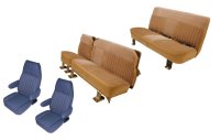 '81-'91 Chevrolet Suburban Front Buckets; Middle Row Split Bench (with Carpeted Back); Rear Bench; Silverado Style Seat Upholstery Complete Set