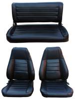 '87-'95 Jeep Wrangler 2 Door; Front Bucket; Folding Rear Bench Seat Upholstery Complete Set